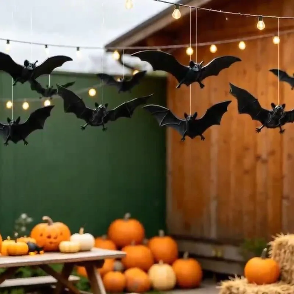 PVC Halloween Bat Hanging Ornament 3D Black Bat Handmade Bat Decorative Hanging Pendant Gothic Style DIY Craft