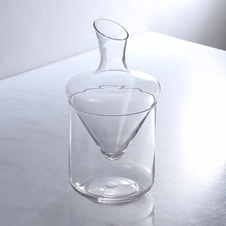 Crystal Glass Wine Decanter with Ice Bucket Fast Aerating European Slant Spout Home Use
