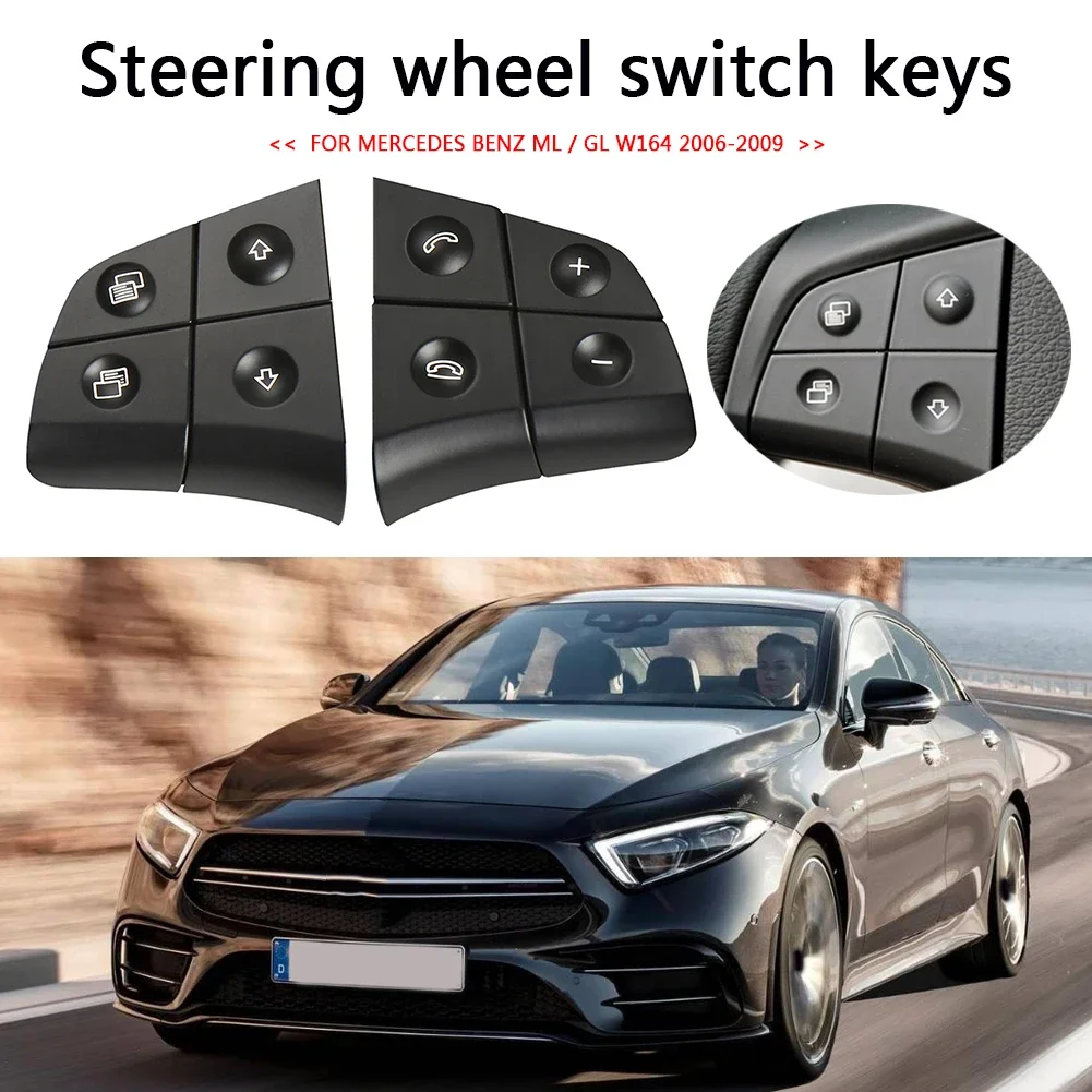 

Left+Right Car Steering Wheel Switch Control Button Replacement for Mercedes Benz ML R B Class W164 W245 W251 Standard 4 keys
