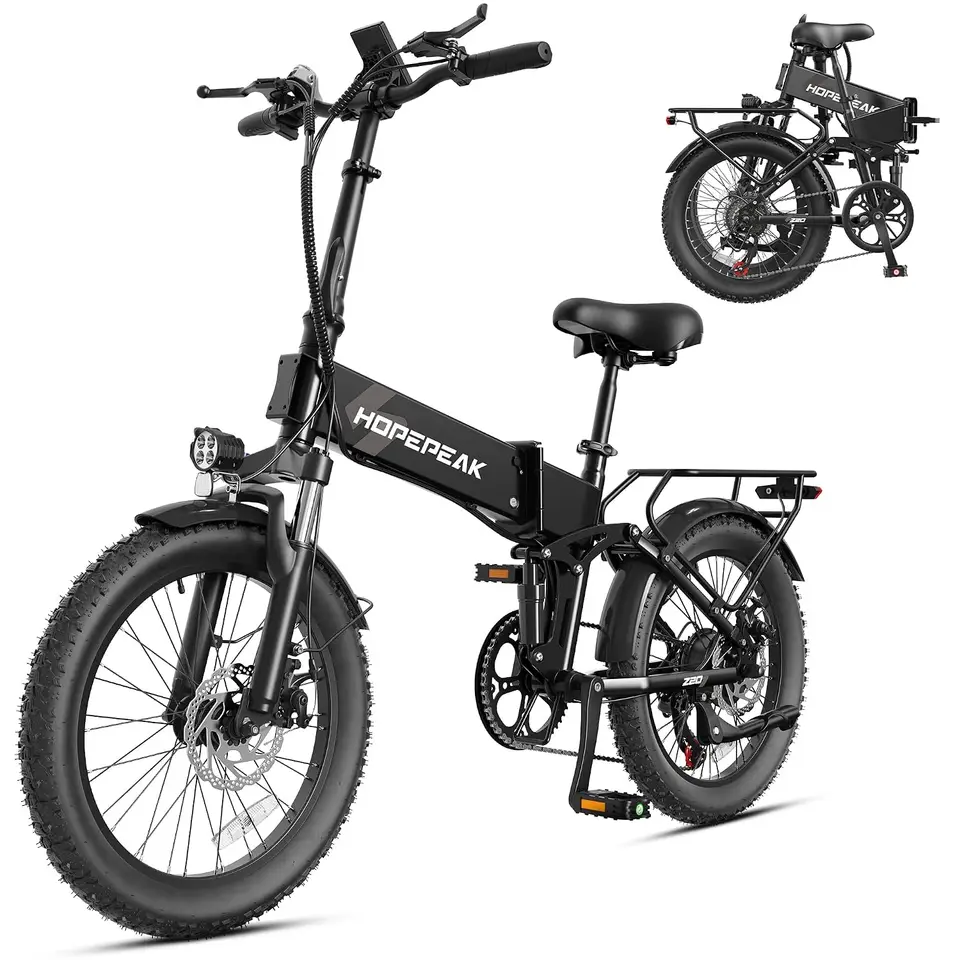 Foldable Ebike 20'' Fat Tire 1200W 48V 12AH Battery LCD Full Suspension Commuting, Customized