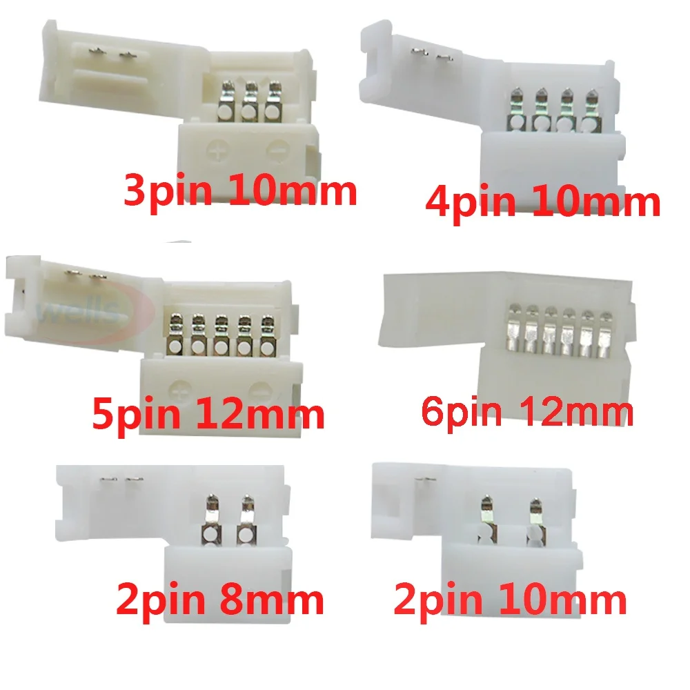 10pcs LED connector 2pin 3pin 4pin 5pin 6pin Clip for 2835 5050 3528 3014 WS2812b LED single color/ RGB RGBW RGBWW Strip light