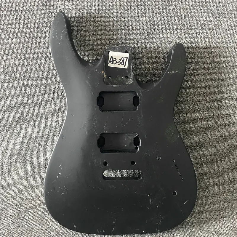 AB387 Electric Guitar Body Matte Black Color Unfinished Custom Guitar 2 Points Tremolo Humbucker Pickups X2 with Damages