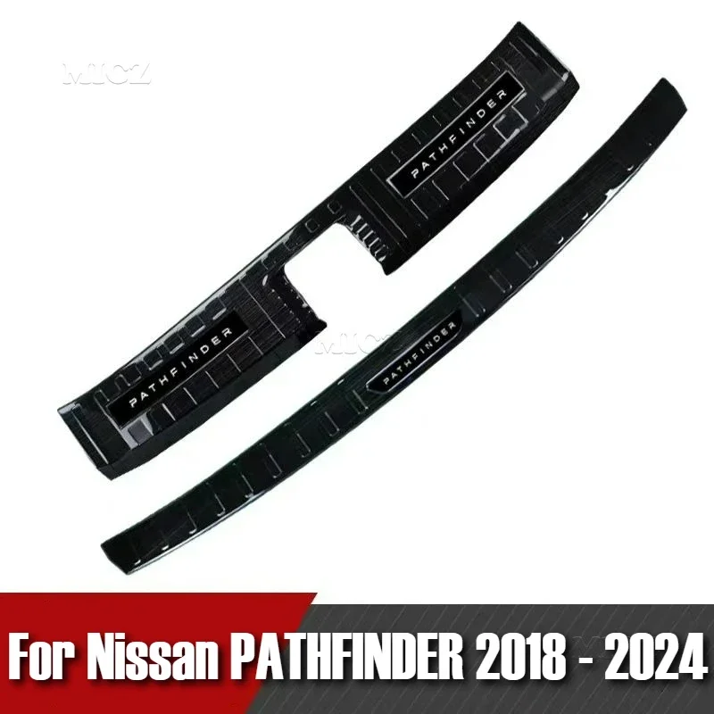

For Nissan PATHFINDER Stainless Steel Rear Bumper Protector Sill Trunk Tread Plate Trim Car Accessories 2018 - 2024