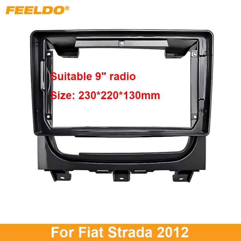 FEELDO Car 9 Inch Audio Face Plate Fascia Frame For Fiat Strada 2012+ 2Din Big Screen Radio Stereo Panel Dash Mount Frame Kit