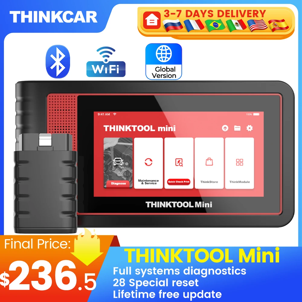 THINKCAR Thinktool Mini/THINKTOOL Mini 2 OBD2 Diagnostic Tool All System Diagnosis Auto Scanner ECU Coding/Active Test CANFD