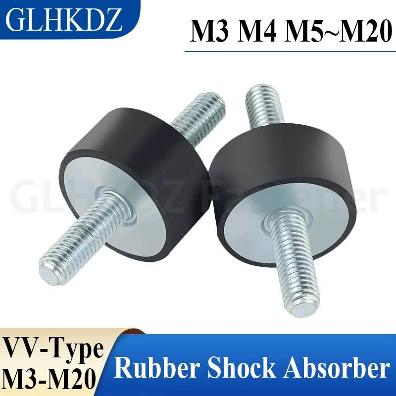 M3-M20 Male-Male Thread Rubber Shock Absorber Crash Pad VV-Type Damper Noise Reduction Anti Vibration Isolation Mount