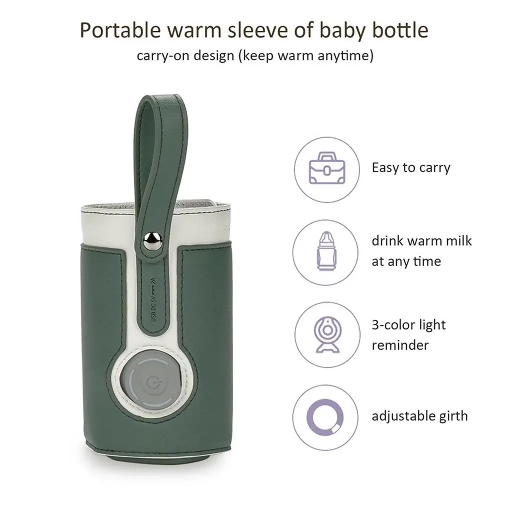 Portable Baby Bottle Warmer Adjustable Electric Nursing Bottles Heater Thermal Bag for Daily Travel Breastfeeding Night Feeding