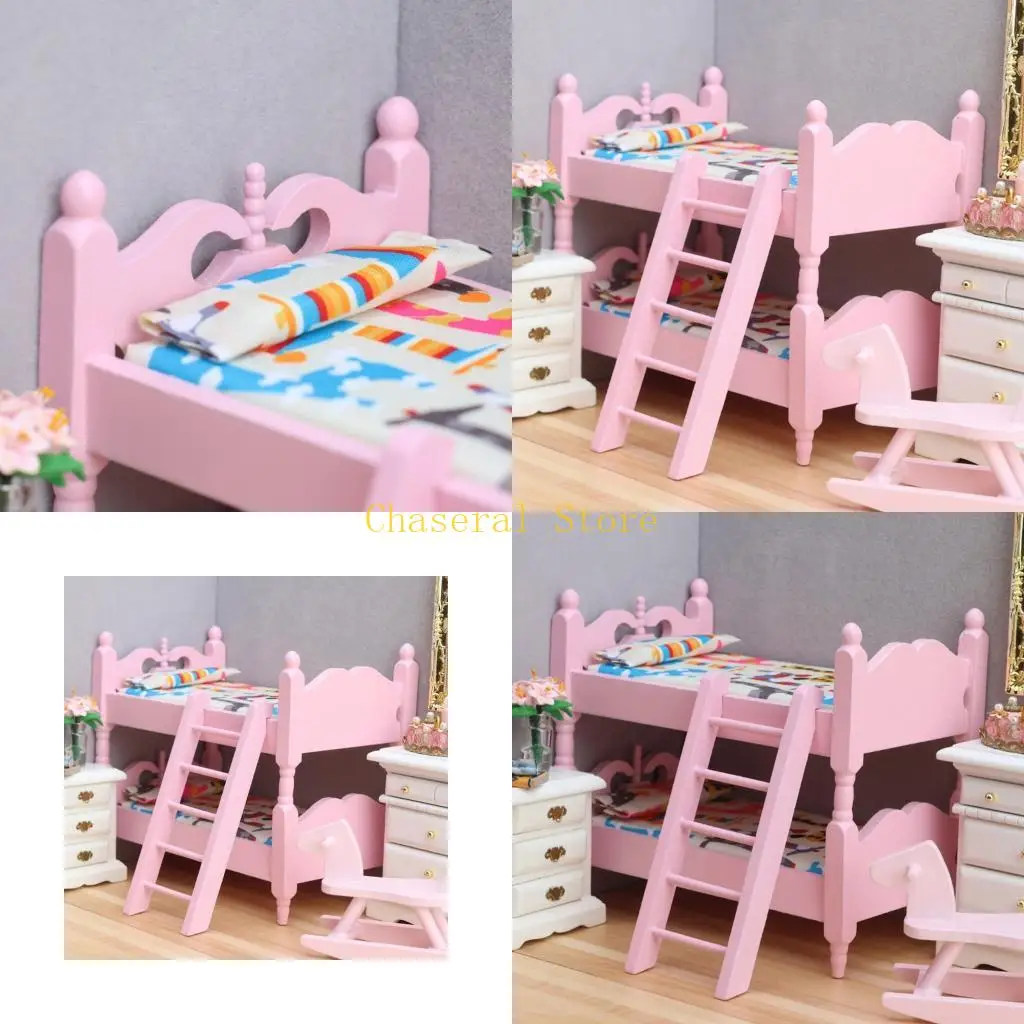 

E7CE 1:12 Scale Bunk Bed Miniature Furniture Figure Doll House Accessory Children Room Scene Display Accessory Decoration