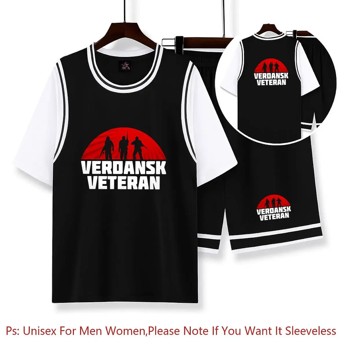 

Verdansk Veteran COD Warzone Game Баскетбольная рубашка Комплекты футболок унисекс Новый дизайн Баскетбольная майка Быстросохнущие футболки Уникальные