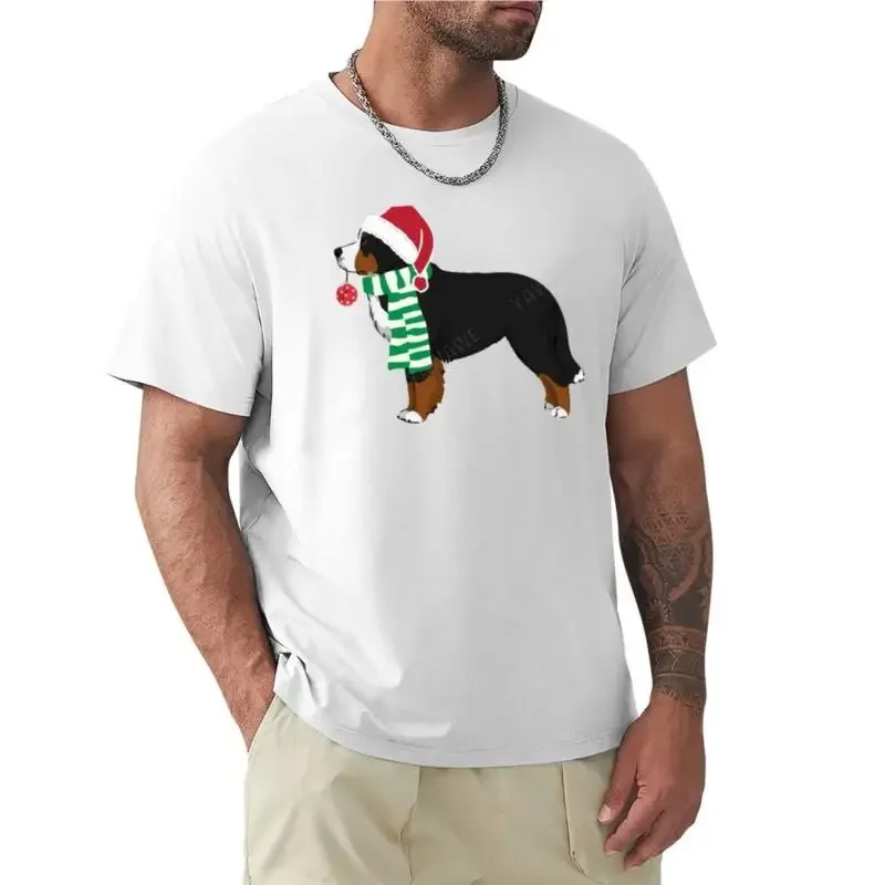 summer t-shirt new edition t shirt plain black t shirts men Bernese Mountain Dog - Holiday Christmas Dog  men clothing oversized