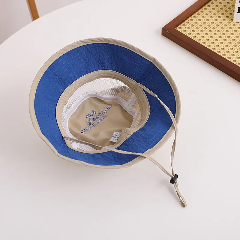 Quick-Dry Bucket Hat for Kids Solid Color Letter Boys Girls Fisherman Hats UV Protection Children Panama Basin Cap image 5