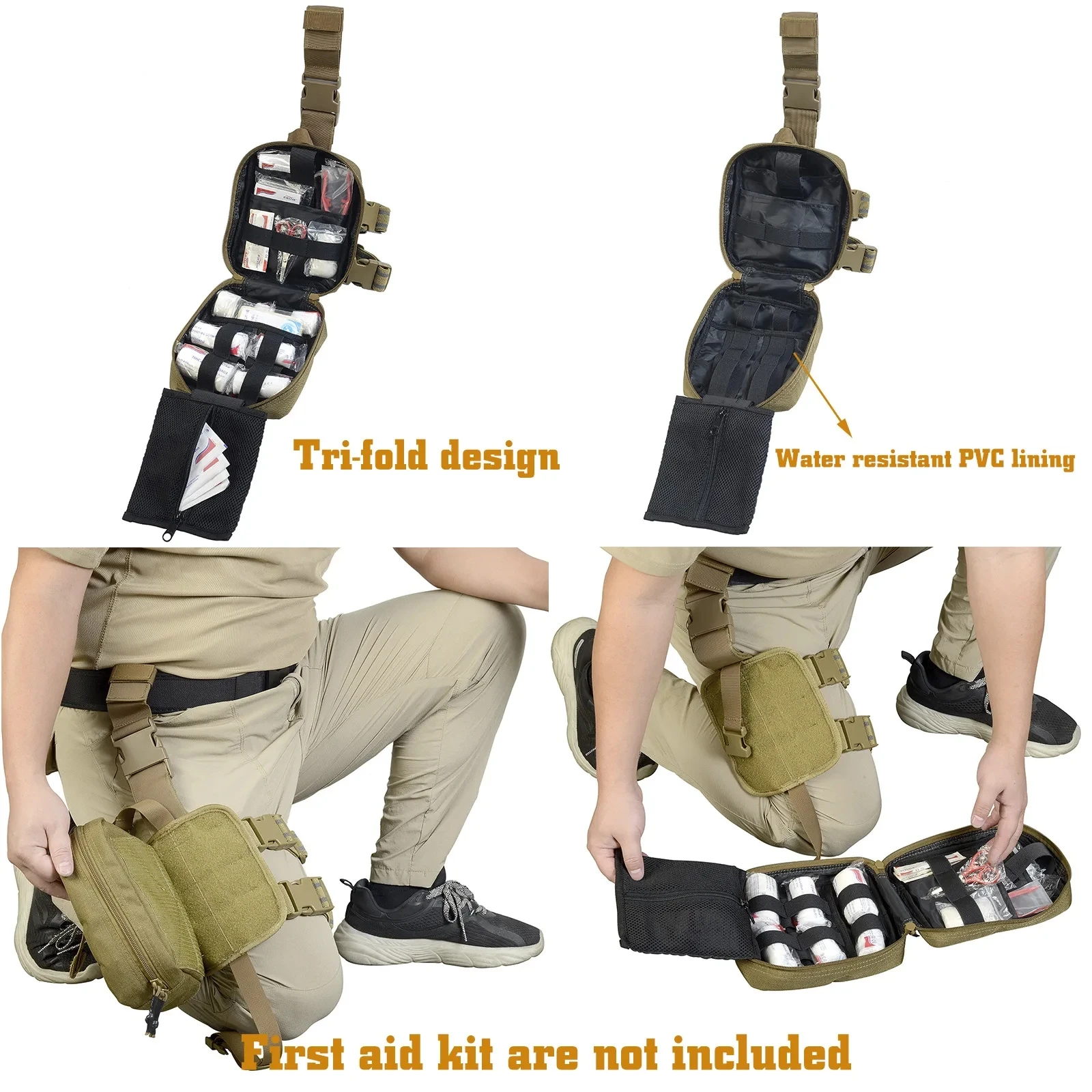 Tactical Pull-type EMT First Aid Kit Anti-slip Elastic Band Fixation Tool Bag Double-layer Leg Wraps Medical Emergency Survival