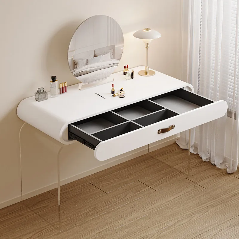 Natural Nordic Vanity Table Bedroom Aesthetic Salon Mirror Vanity Table Desk Organizer Coiffeuse De