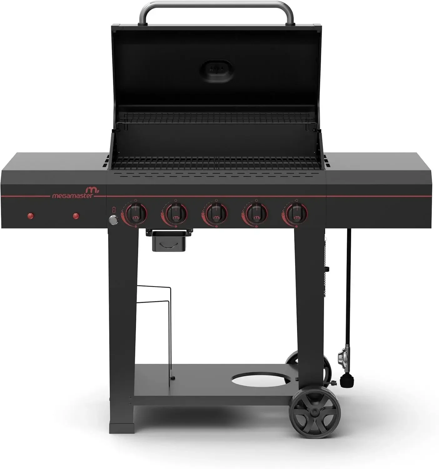 

720-0982 5 Burner Propane Barbecue Gas Grill, Side Shelves with Hooks, for Outdoor Cooking, Patio, Garden Barbecue Grill,