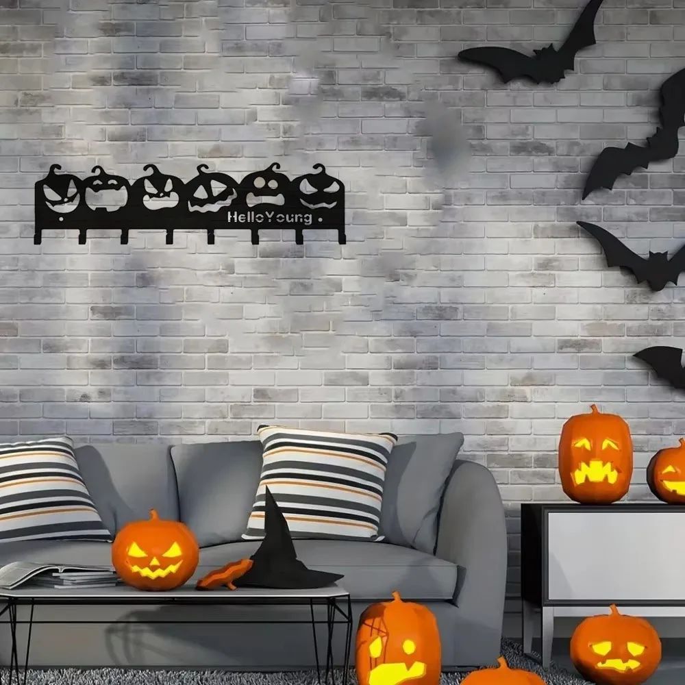 1pc Frightening Metal Decorative Hook - A Compact Storage Stand with a Terrifying Halloween Horror Pumpkin-Shaped Decor