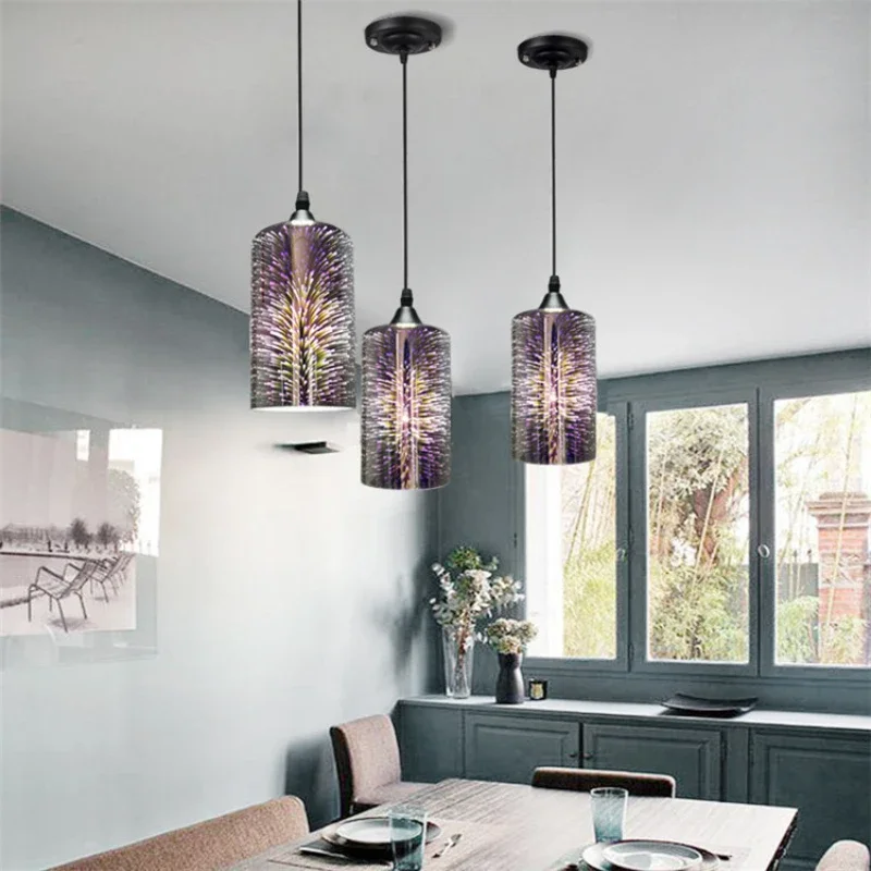 

3D Fireworks Pendant Light Electroplated Glass Chandelier American Retro Dining, Living Room, Bedroom Lighting Fixtures Hanglamp