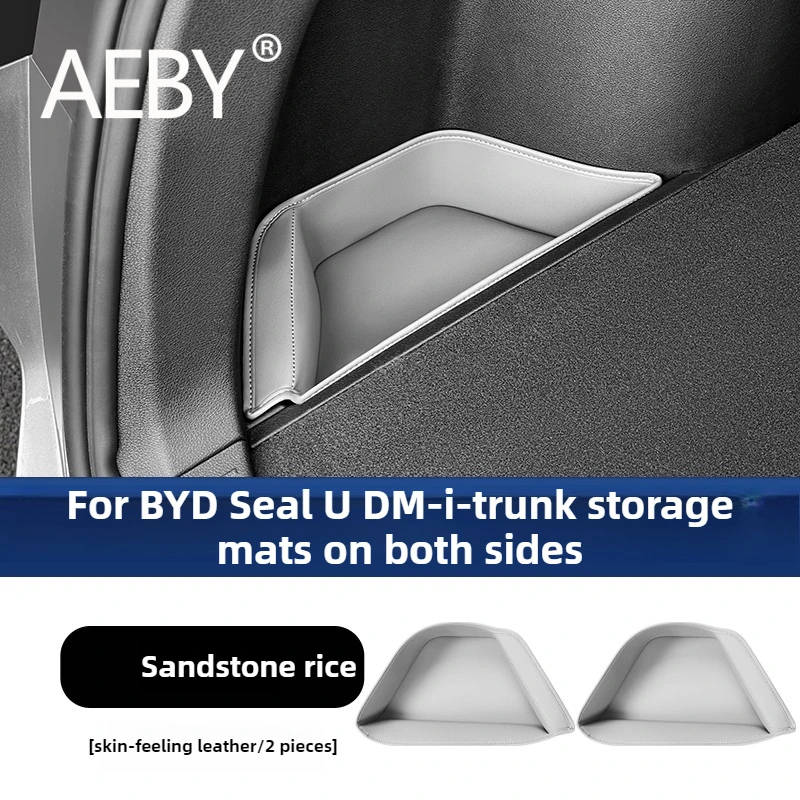 AEBY For BYD Seal U DM-i 2020-2025 Car Trunk Side Storage Bag, Leather Organizer Cargo Panel Pockets Anti-Scratch Protection