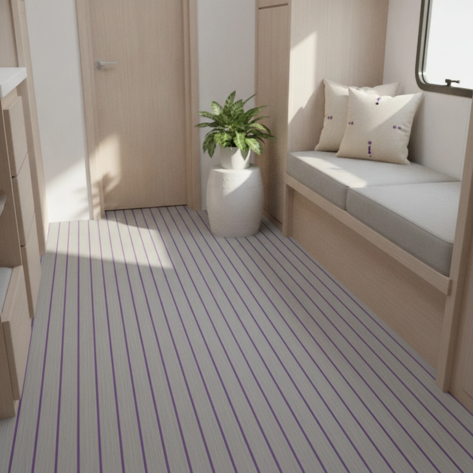 Anti-Slip Mat with Violet Stripes Waterproof Faux Teak Mat Faux Teak Decking Water Resistant Boat Deck Pad Long-Lasting