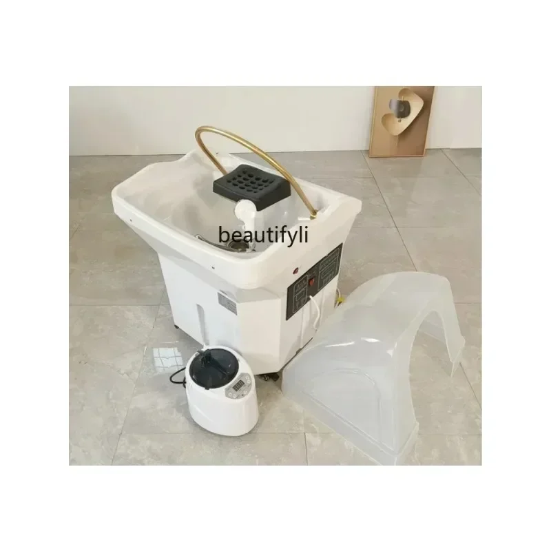 Movable Shampoo Basin Head Therapy Machine Supporting Massage Couch Facial Bed Fumigation Water Circulation Shampoo Machine