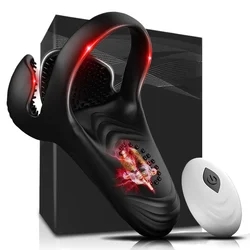 Wireless Remote Control 3 in 1 Vibrating Cock Penis Ring Testicle Massager Perineum Scrotum Stimulator Sex Toys for Men Cockring