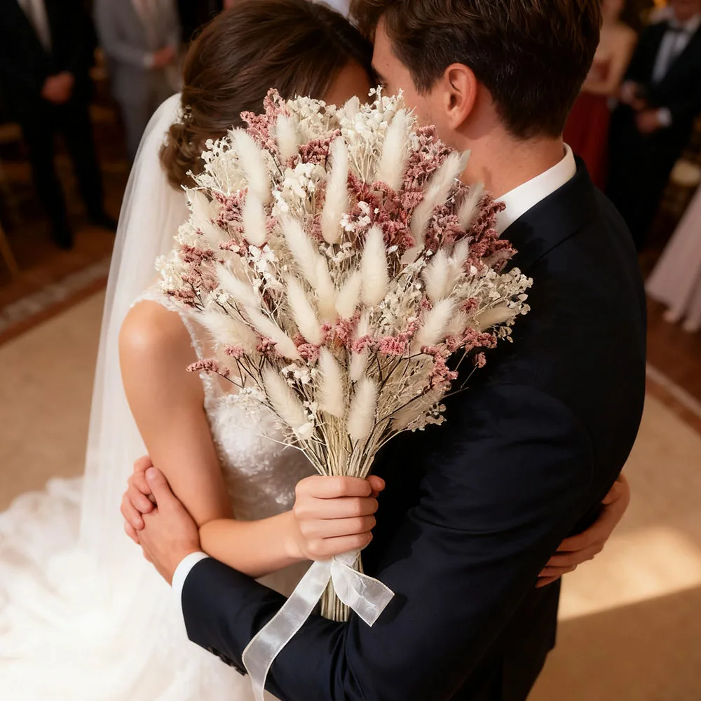 

Natural Real Flowers Dried Baby Breath Bunch Wedding Bridal Mariage Bouquets Artificial Flower Rabbit Tail Grass Gifts for Girls