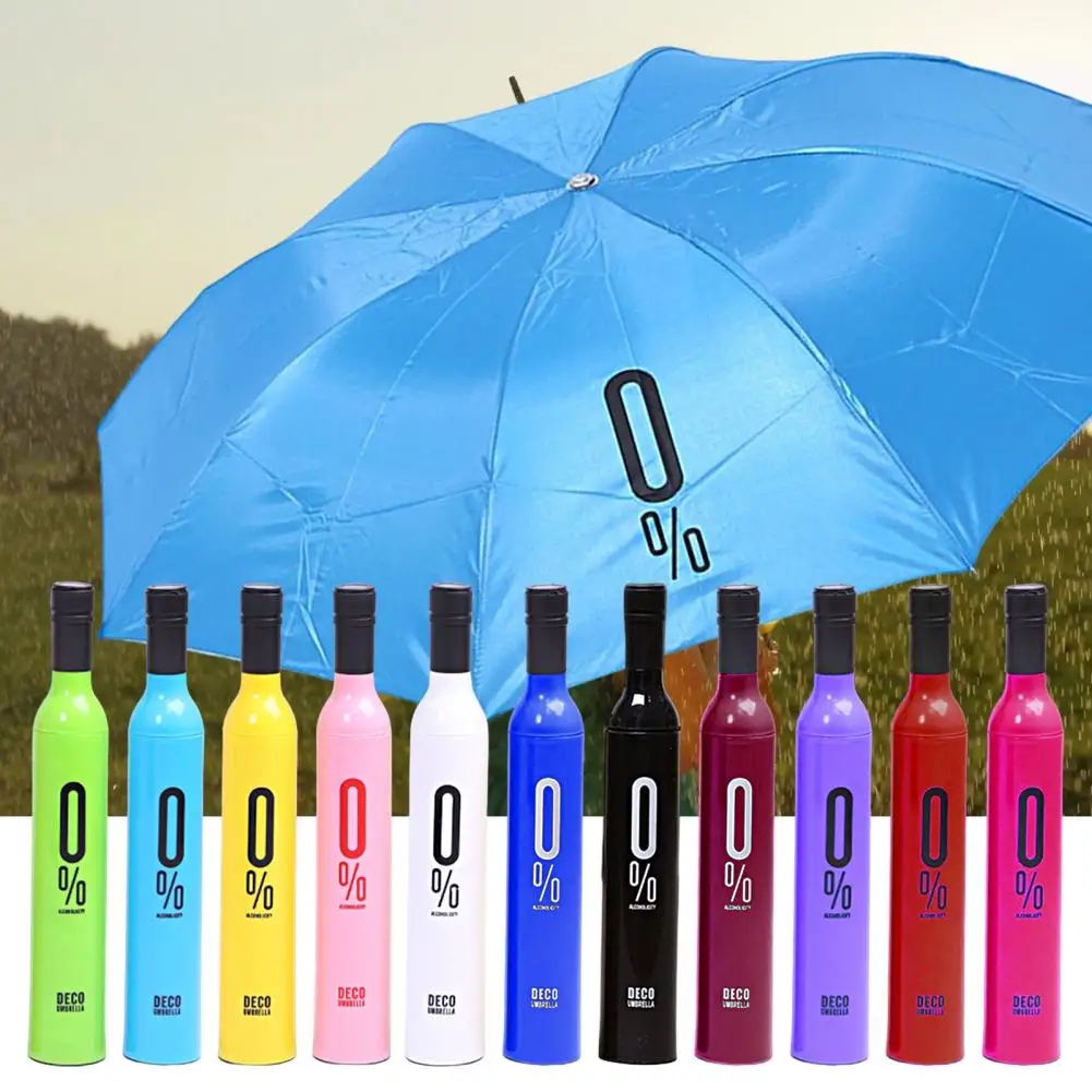 Sun Umbrella Wine Bottle Appearance Strong Wind Resistance Sunshade Silver Tape Outdoor Sun Rain Reverse Folding Umbrella