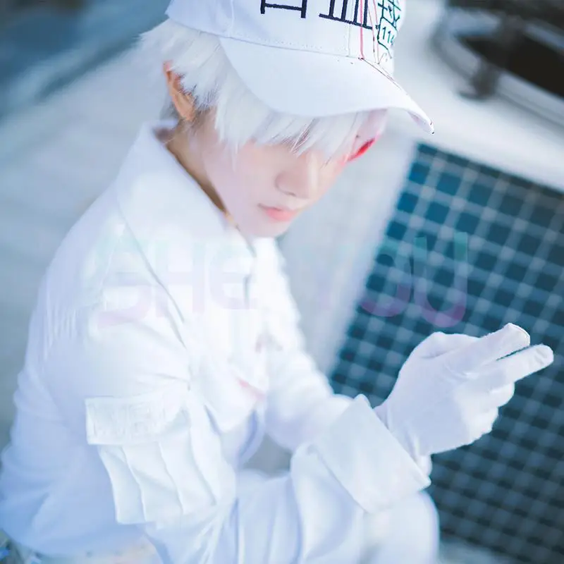 Zellen Bei der Arbeit Neutrophil Uniformen Hut Requisiten Anime Hataraku Saibou Weiß Blut Zelle Outfits Kappe Cosplay Kostüm Zubehör