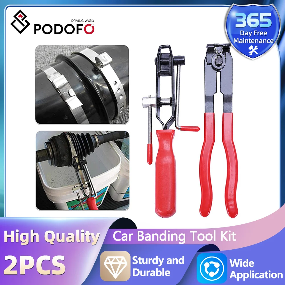 Podofo 2pcs Joint Boot Clamp Pliers Set Hose Band Cut-off Pliers Car Banding Tool Kit