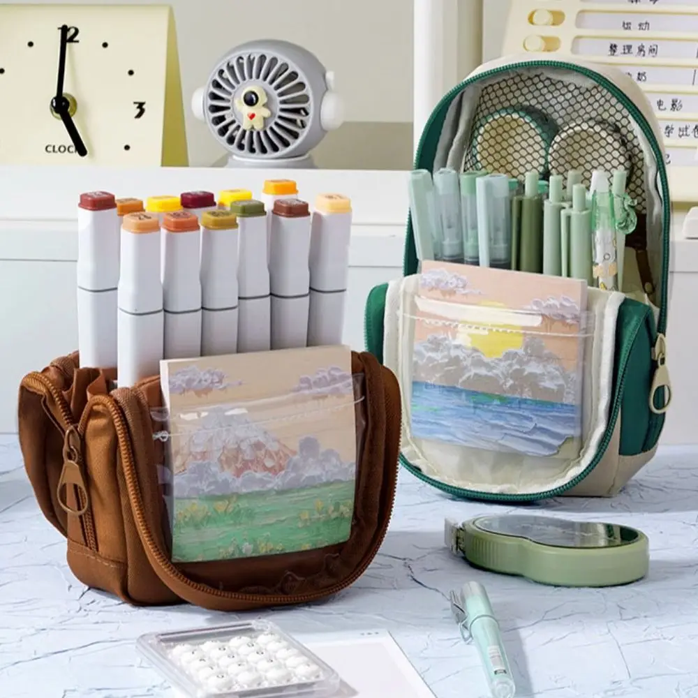 

Patchwork Double-layer Design Pen Bag Cartoon Letter Lovely Pencil Case Large Capacity Student Pencil Case