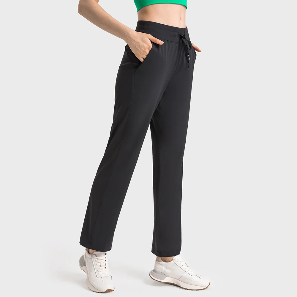 SHINBENE New Product Tummy Control Skin-friendly Straight Outerwear Casual Pants Fashion Running High Waist Pocket Yoga Pants