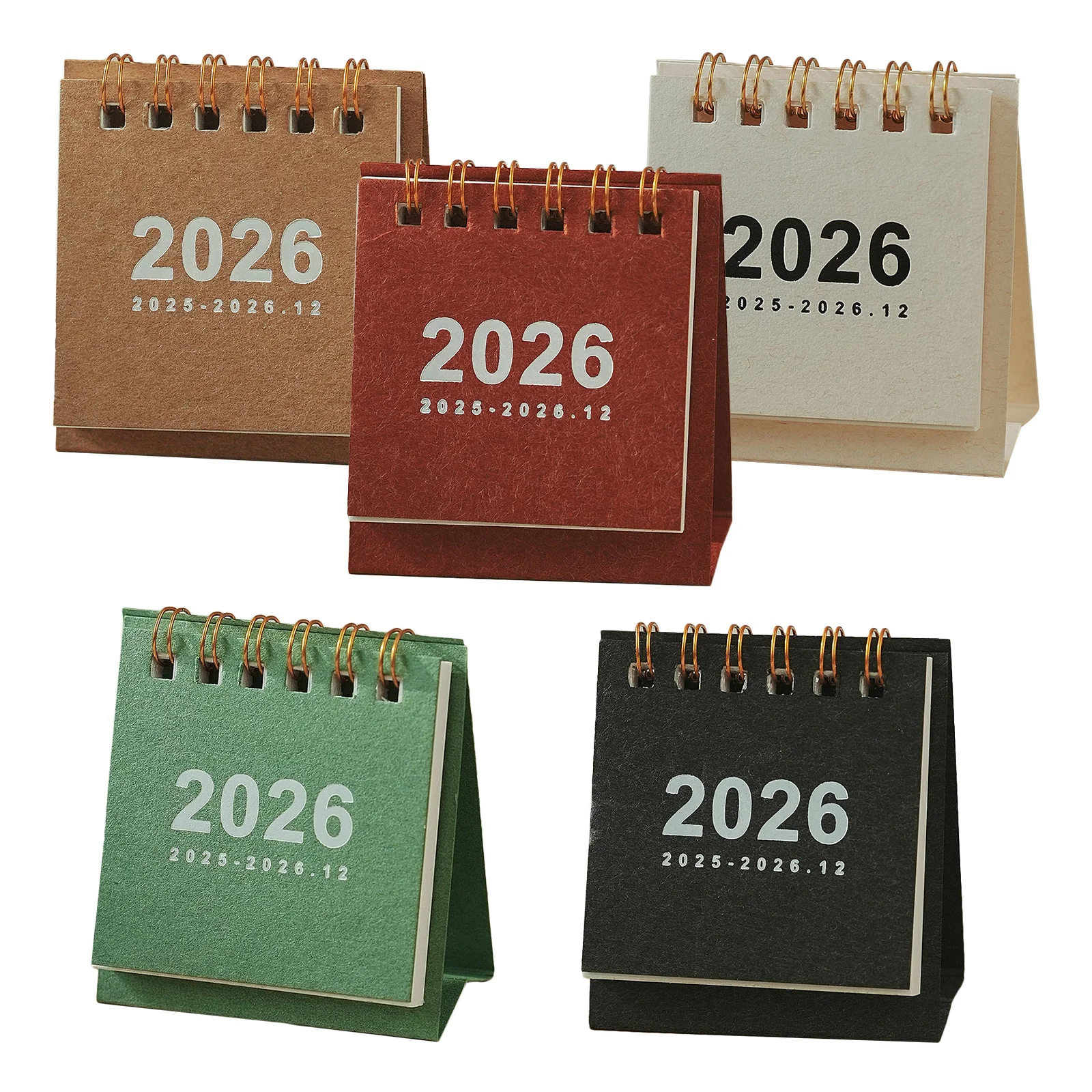 5Pcs 미니 스탠딩 플립 캘린더 2026 사무실 연구를위한 소형 데스크탑 플래너 밝은 색상 일일 일정 추적기