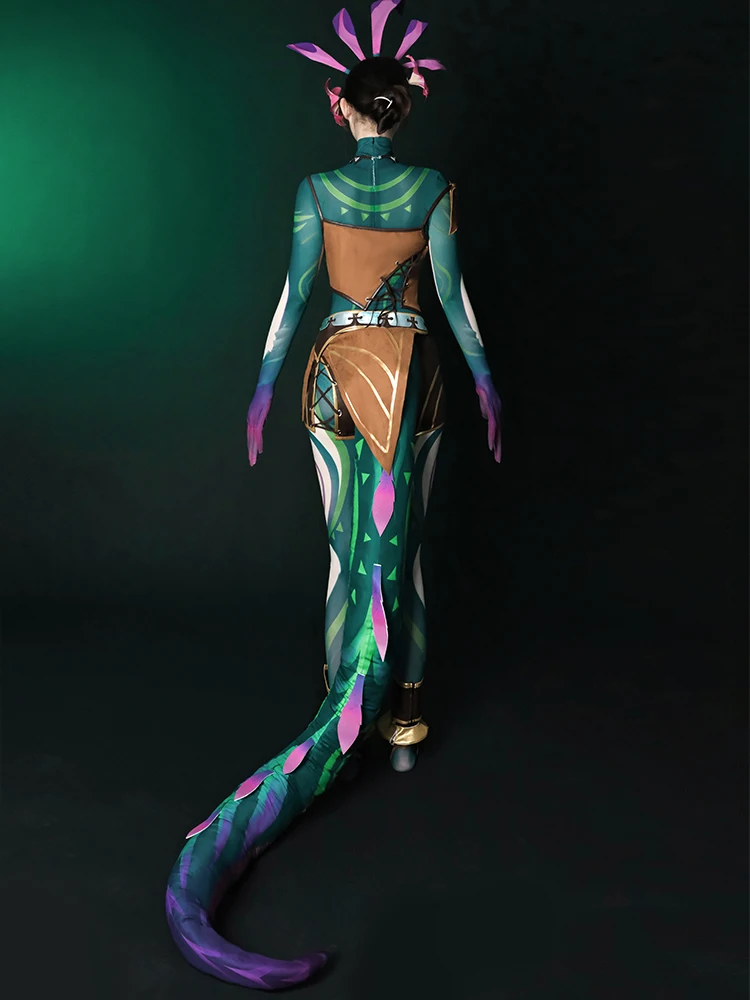 ROLECOS Game LOL the Curious Chameleon Neeko أزياء تنكرية للنساء Neeko أزياء حفلات الهالوين مجموعة كاملة مع ذيول