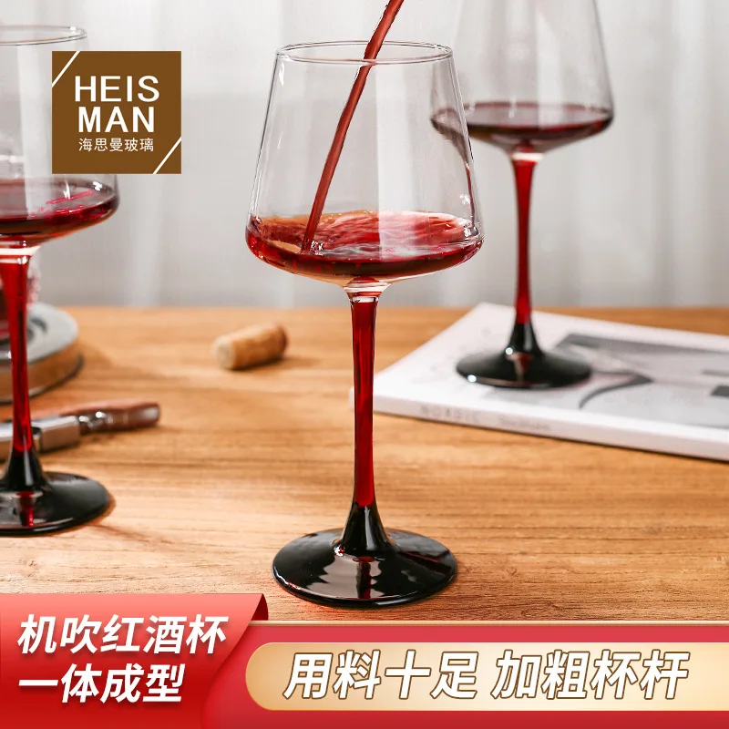 Withered  Wholesale of Heisman Tie, Boken Land High Feet Cup, Red Stem, Black Bottom Red Wine Cup, Household Crystal Glass Wine