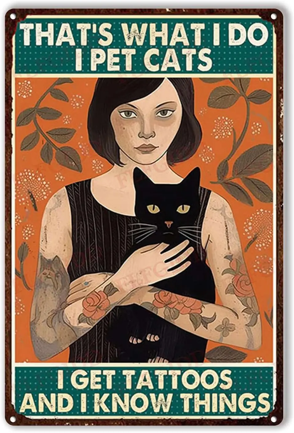 K1,FLFGIDD – panneau en étain pour Bar, c'est ce que je fais des chats de compagnie, obtenez des tatouages et connaître les choses, décor artistique mural en métal, panneau d'étain en aluminium