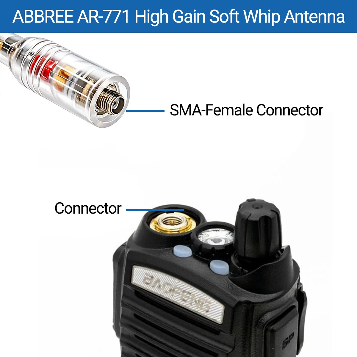 ABBREE AR-771 Transparent High Gain Walkie Talkie Replacement Antenna SMA Female For Baofeng UV-5R BF-888S for Outdoor Security view 6