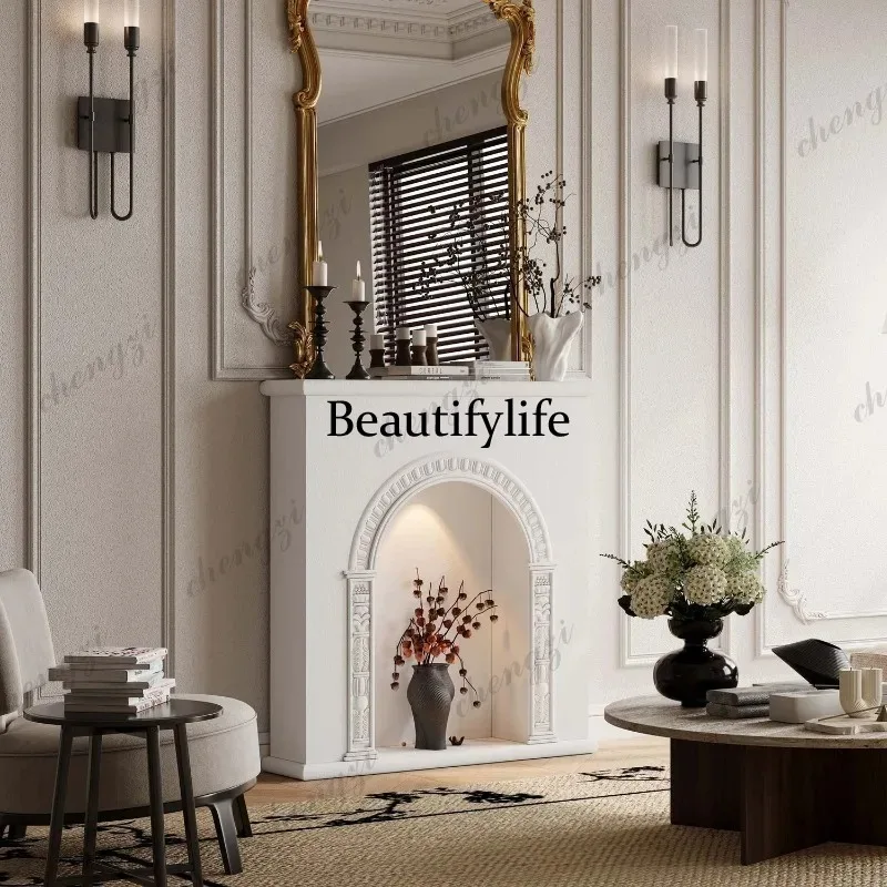 CC182 French fireplace European simple cream style decorative cabinet American French relief porch storage cabinet