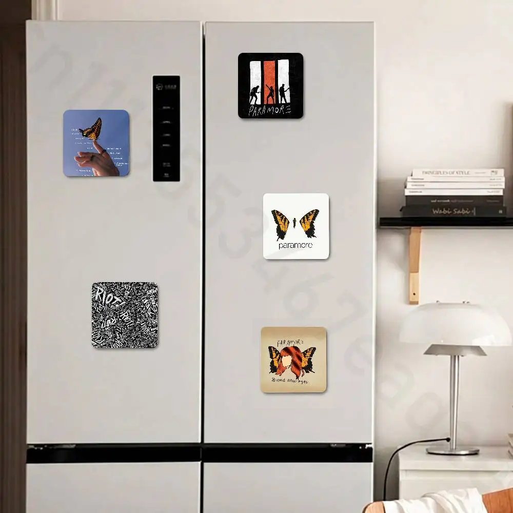 P-Paramore Fridge Magnet Personalized Magnetic Durable Plastic Square Picture Surface Fridge Magnets