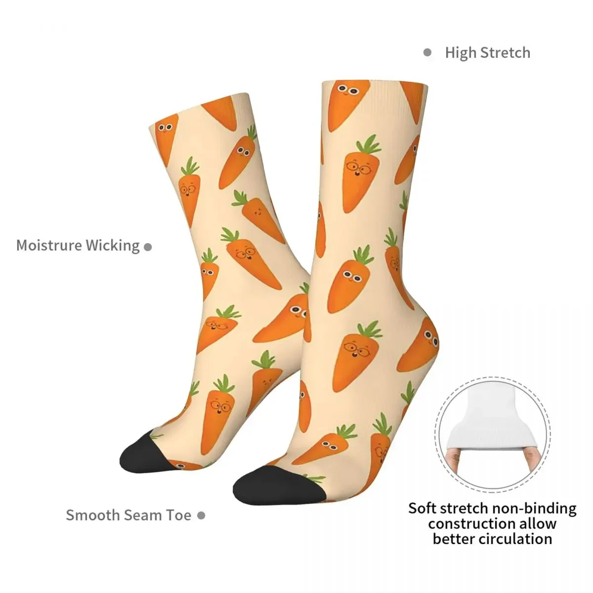 Happy Carrots Socks Harajuku Super Soft Stockings All Season Long Socks Accessories for Man's Woman's Gifts