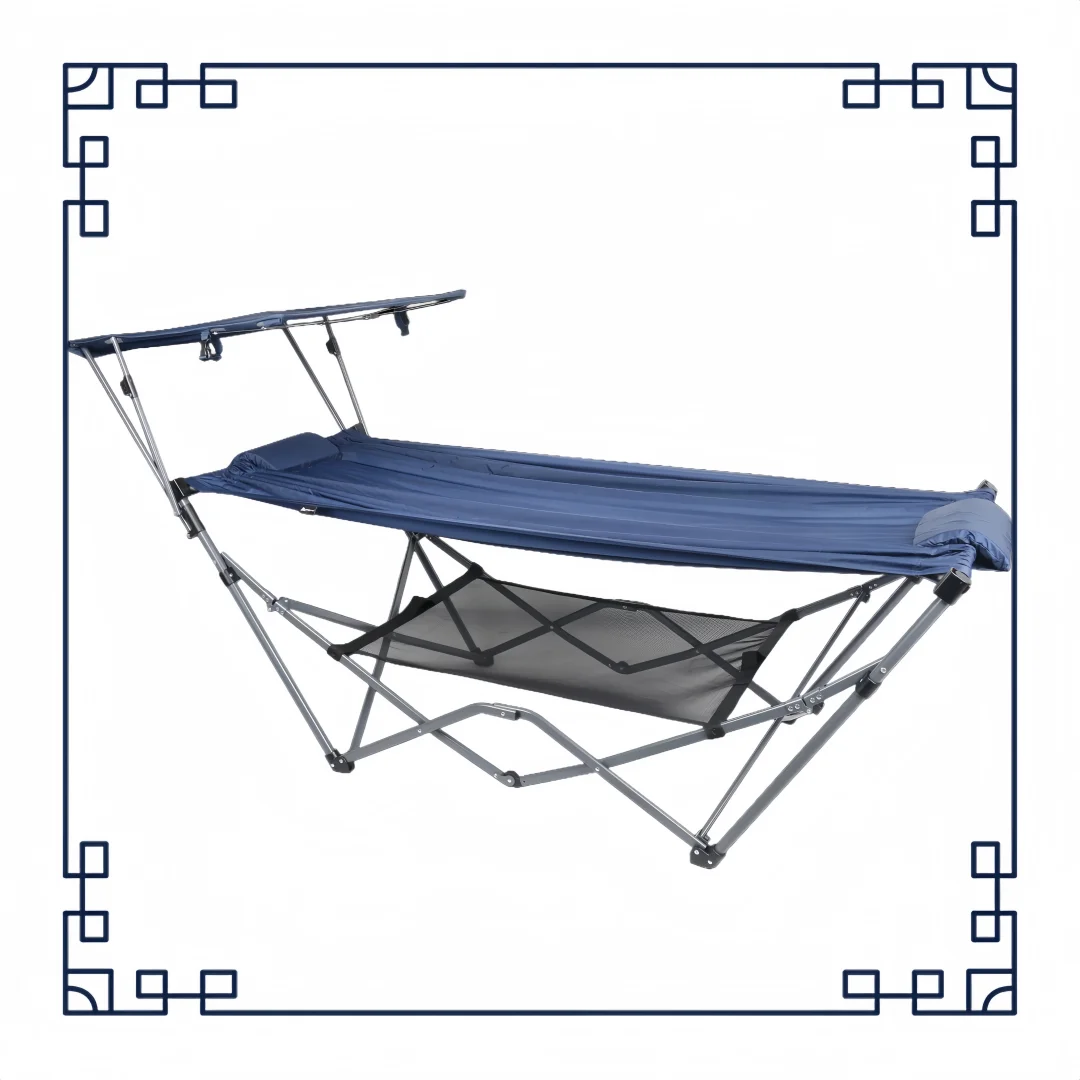 

Lightweight Blue Hammock with Canopy - Portable 15lbs for Camping & Backpacking