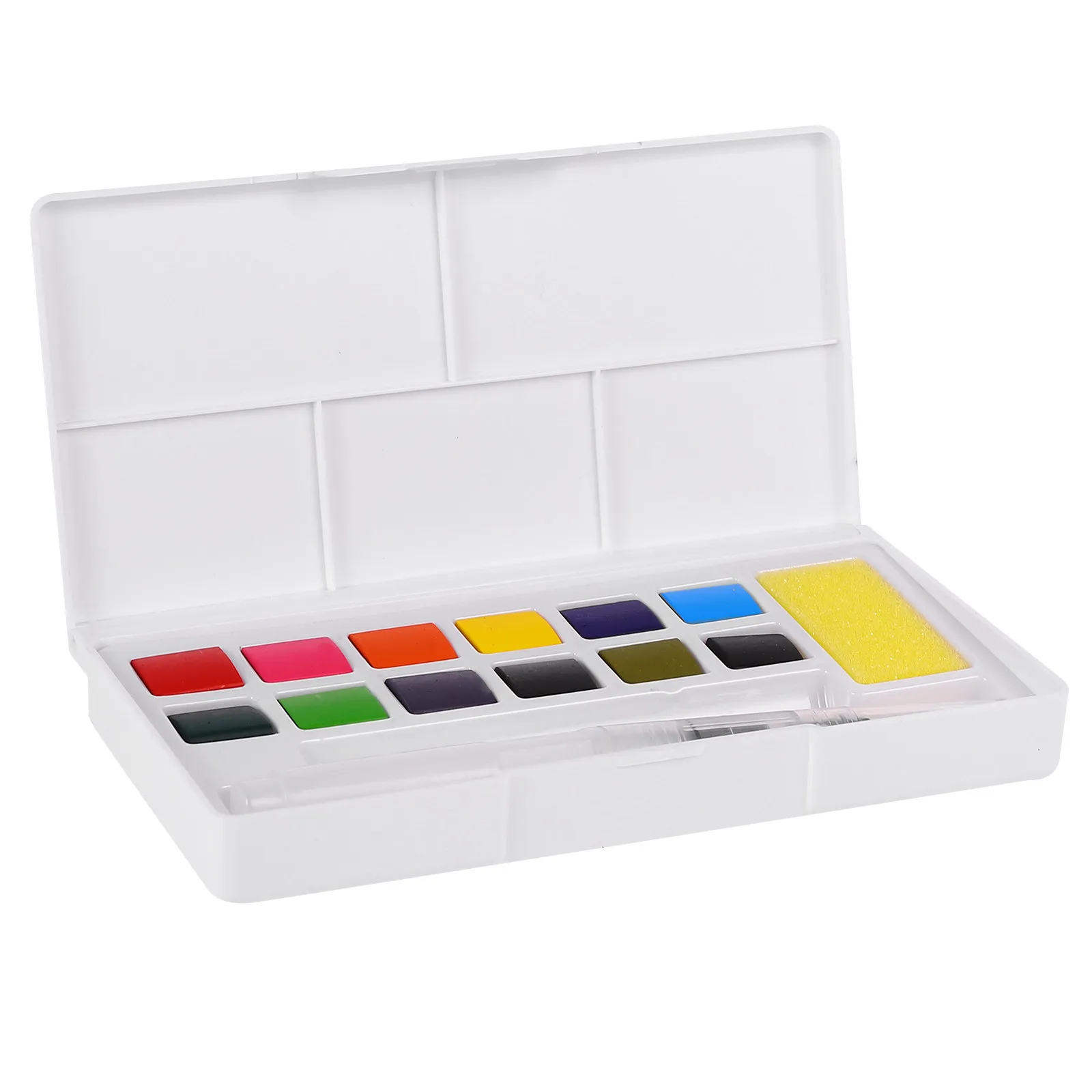 1Set Watercolor Pigment Set 12 Colors Solid Transparent Portable Paint Box Perfect for Travel Sketching Painting Supplies