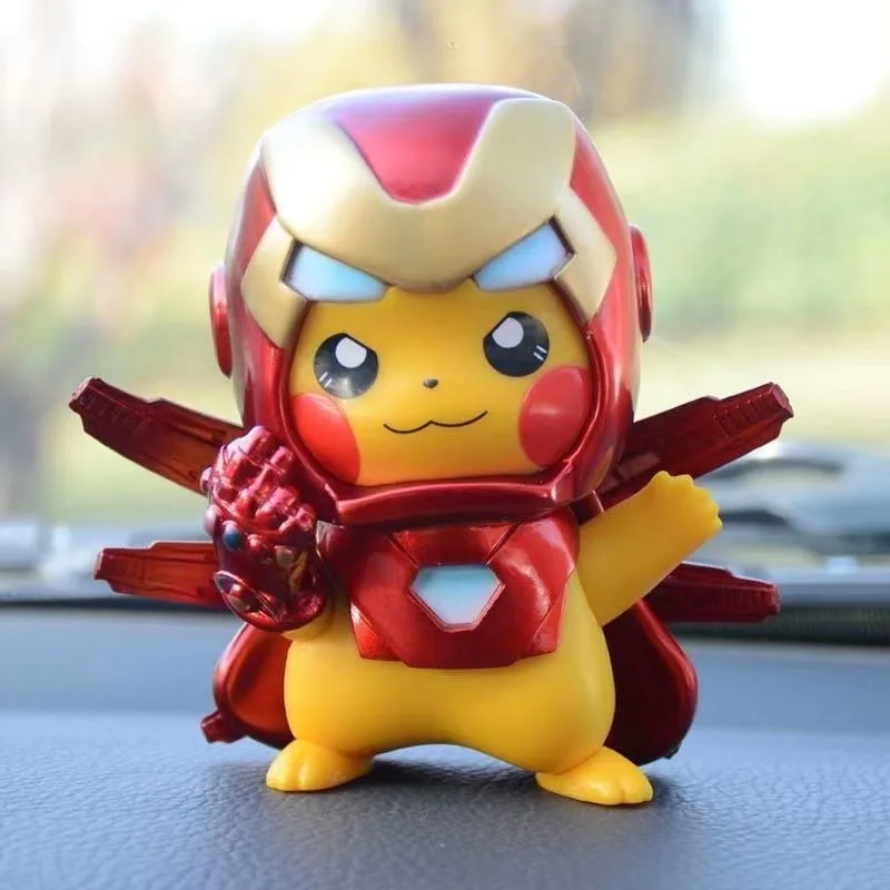 Pokemon Pikachu Deadpool Iron Man muñeca decoración Anime figura de acción Gengar lindos juguetes Q figuras decoración modelo regalo de cumpleaños