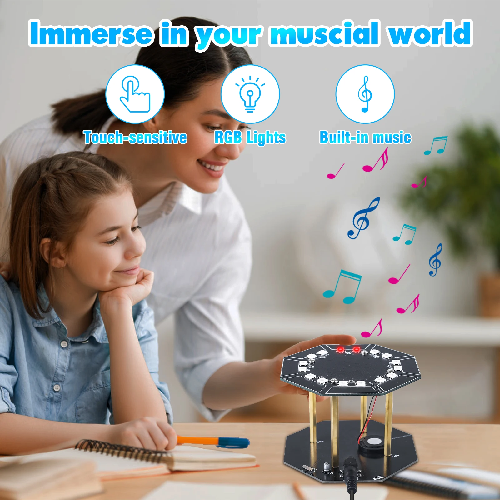 Imagem -03 - Diy Electronic Music Drum Solda Prática Kit Smd Touch Sensing Projeto com Cordas Lira Harpa Ideal Stem Aprendizagem