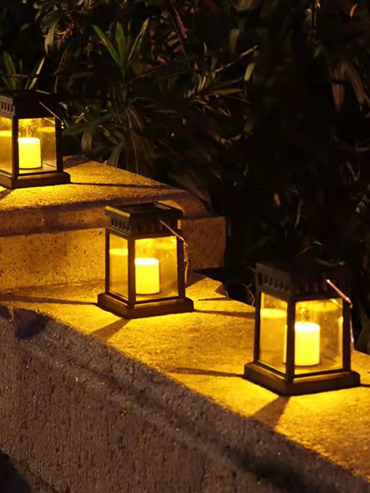 Solar Palace Lantern Garden Lamp Solar LED Candle Light Floor Light Outdoor Camping Lantern Lawn Garden Decor Christmas Decor