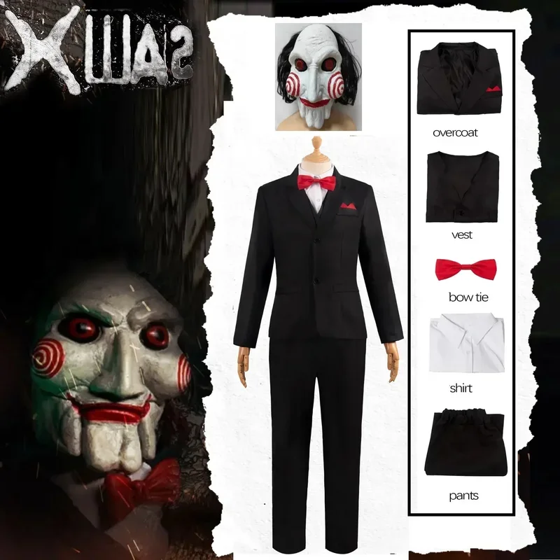 Jigsaw Killer Cosplay TV Saw Costume Disguise Uniform Mask for Adult Men Fantasia Outfit Halloween Carnival Costumes for Man