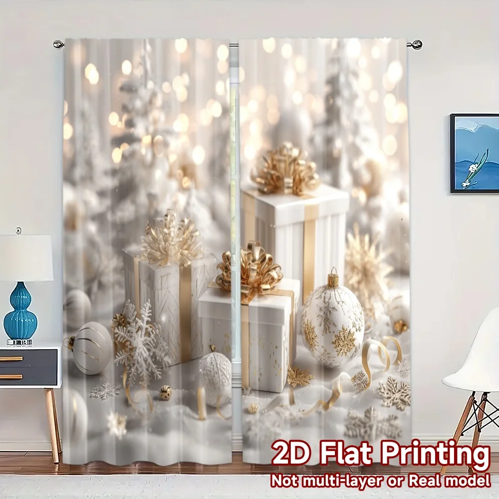 2pcs, 2D FLAT PRINTING Curtains (Without Rod) Golden Bliss Creative Modern Curtains Durable 100% Polyester Fabric Curtains All
