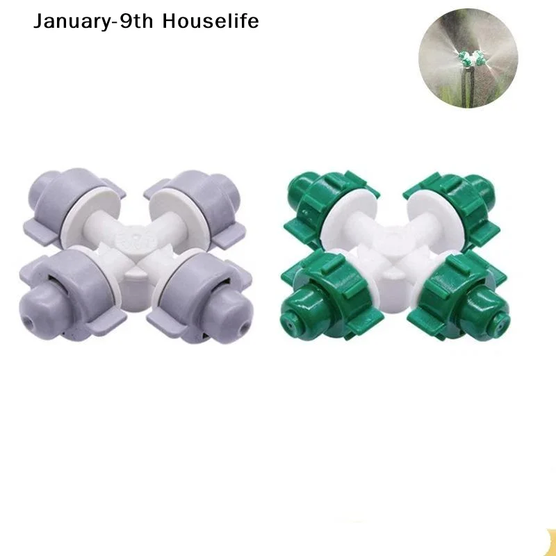 10pcs 1/4 Inch Light Green Mist Spray Nozzle With Connector For Garden Greenhouse Watering CoolingJanuary-9th Houselife