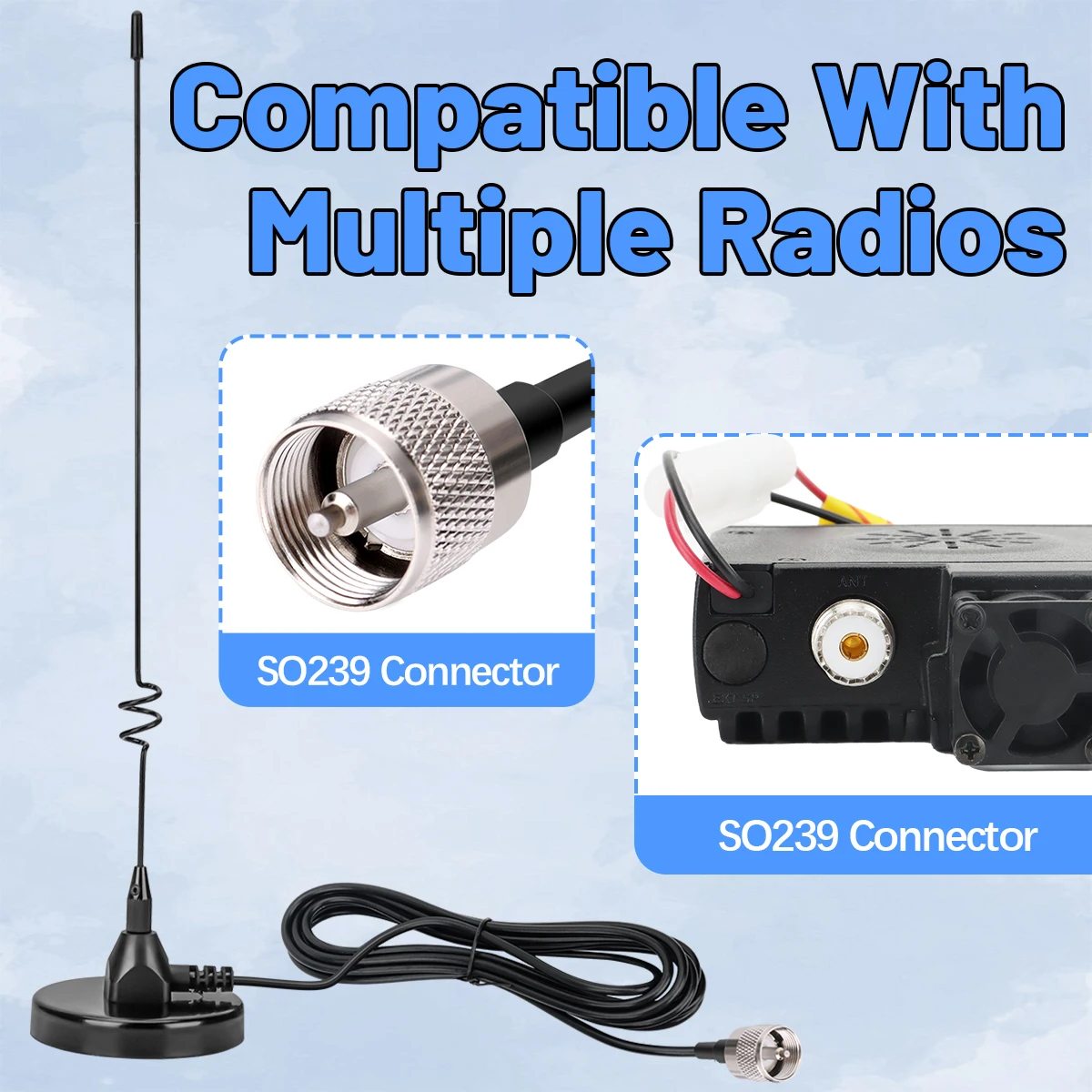 ABBREE AD-109 Antena Walkie Talkie SMA-hembra/PL259 para Baofeng UV-5R - imagen 5
