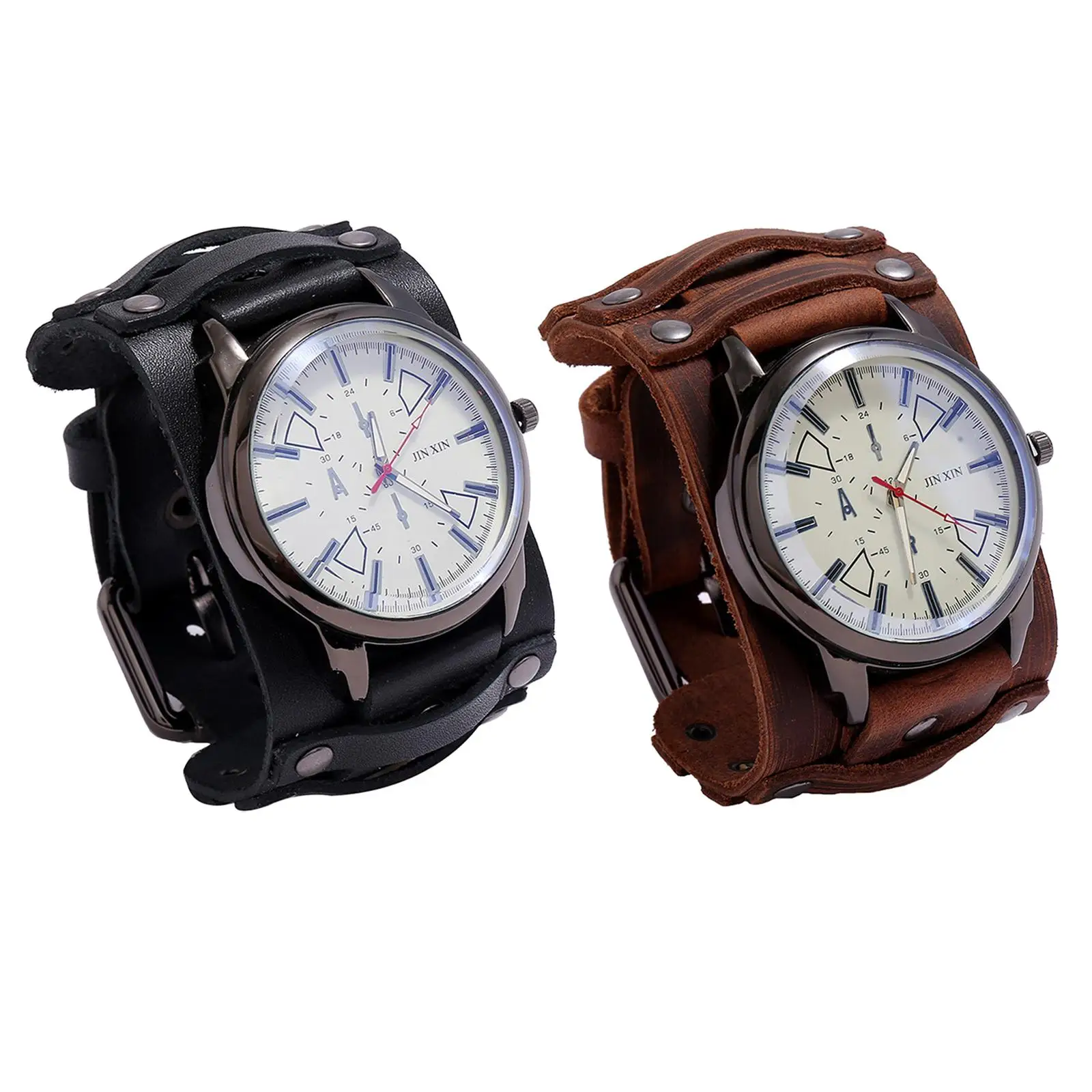 Punk Pointer Watch Leather Elegant Fashion Men Bracelets Gift for Father Leisure