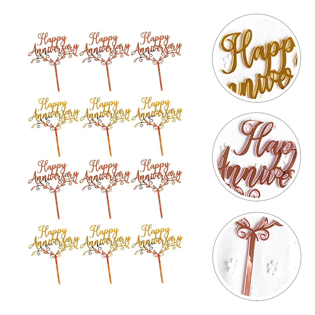 

12Pcs English Letter Acrylic Cake Toppers Decorative Wedding Party Cake Decoration Anniversary Romantic Celebration Props