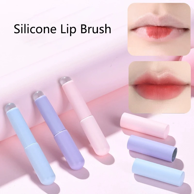 

Upgrade Q Soft Silicone Lip Brush With Dust Proof Cover Round Head Lipstick Applicator Lip Cosmetic Tool Multi-use Makeup Brush